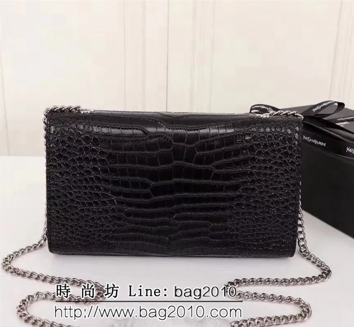 YSL聖羅蘭 經典銀扣 鱷魚紋牛皮 時尚流蘇包 26700 YAS1126